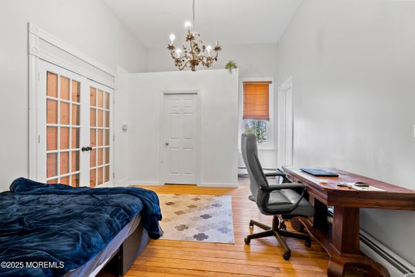 Chandelier, Home Office, Interior, Wood Texture Flooring