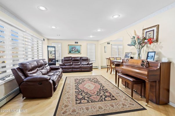 Interior, Living room, Piano, Recessed Lighting, Wood Texture Flooring