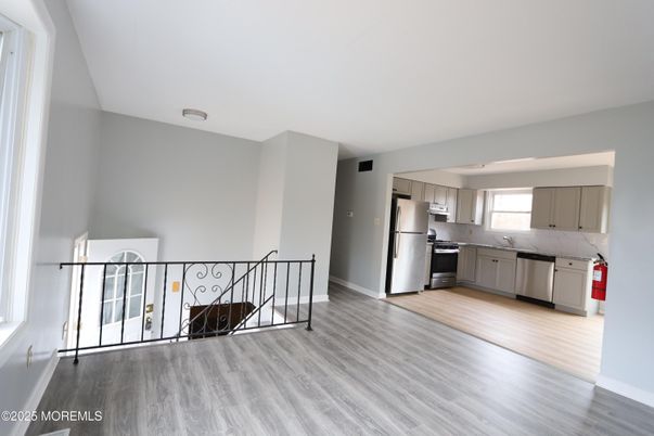 Interior, Kitchen, Stainless Steel Appliances, Wood Texture Flooring
