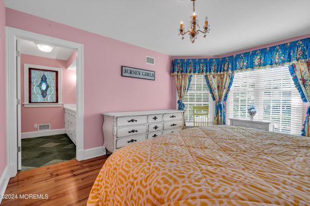 Bedroom, Chandelier, Interior, Wood Texture Flooring