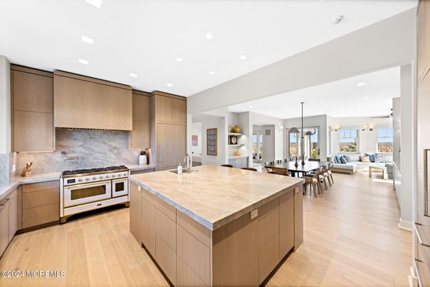 Dining room, Interior, Kitchen, Living room, Pendant Lights, Recessed Lighting, Stainless Steel Appliances, Wood Texture Flooring