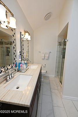 Bathroom, Dual Sink Vanities, Glass Shower, Interior, Marble