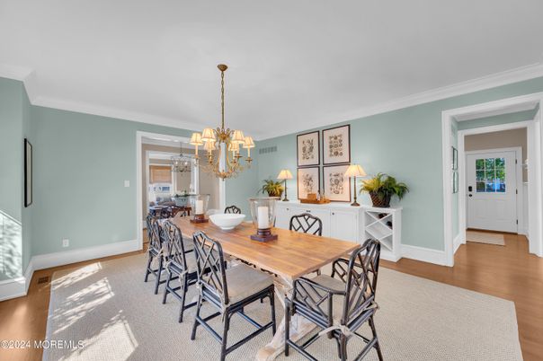 Chandelier, Dining room, Interior, Wood Texture Flooring