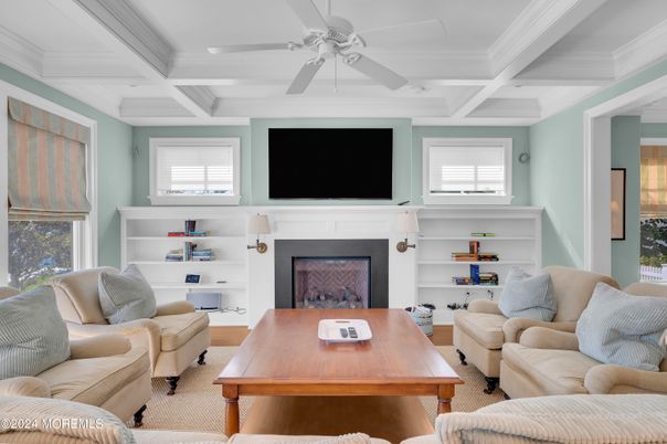 Fireplace, Home Office, Interior, Living room, Recessed Lighting