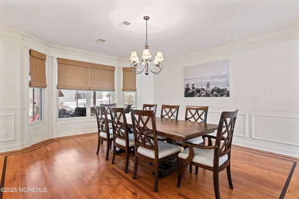 Chandelier, Dining room, Interior, Wood Texture Flooring