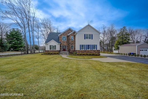 Attached, Backyard, Exterior, Facade, Brick Facade, Farmhouse
