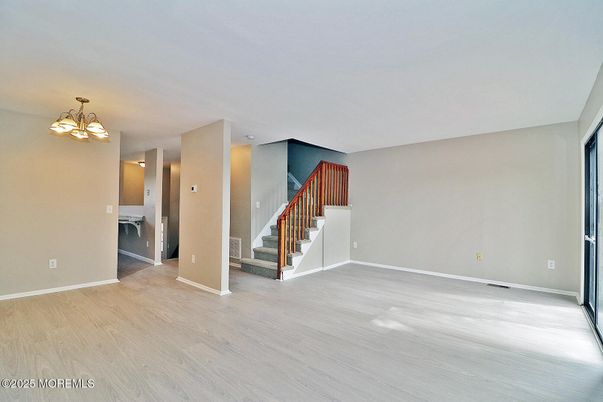 Chandelier, Empty room, Interior, Wood Texture Flooring