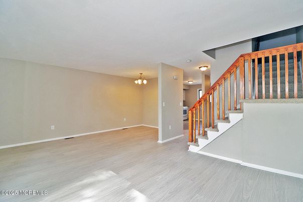 Chandelier, Empty room, Interior, Wood Texture Flooring