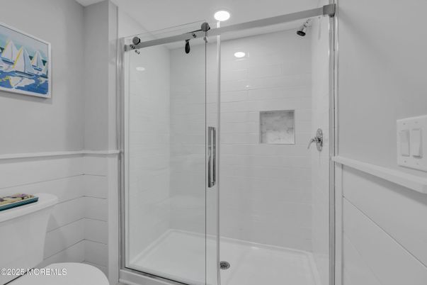 Bathroom, Glass Shower, Interior, Recessed Lighting