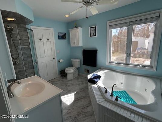 Bathroom, Glass Shower, Interior, Marble, Recessed Lighting