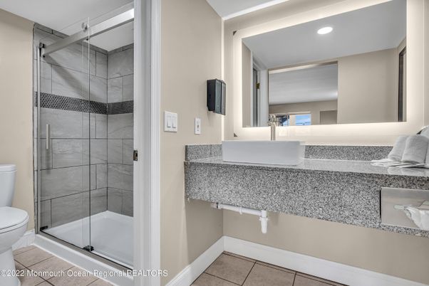Bathroom, Glass Shower, Interior, Recessed Lighting