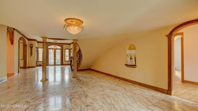 Chandelier, Empty room, Interior, Marble