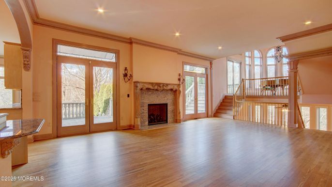 Fireplace, Interior, Recessed Lighting, Wood Texture Flooring