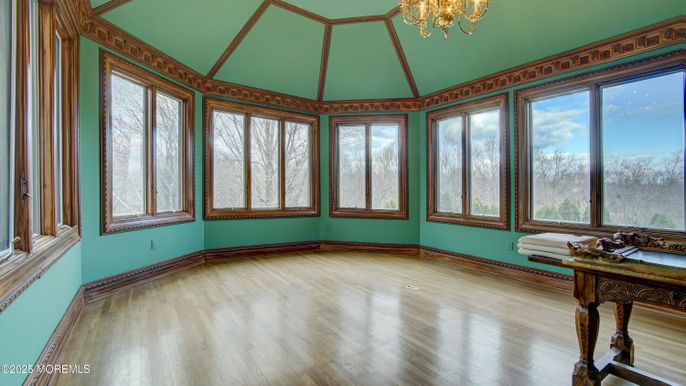 Chandelier, Empty room, Interior, Sun Room, Wood Texture Flooring