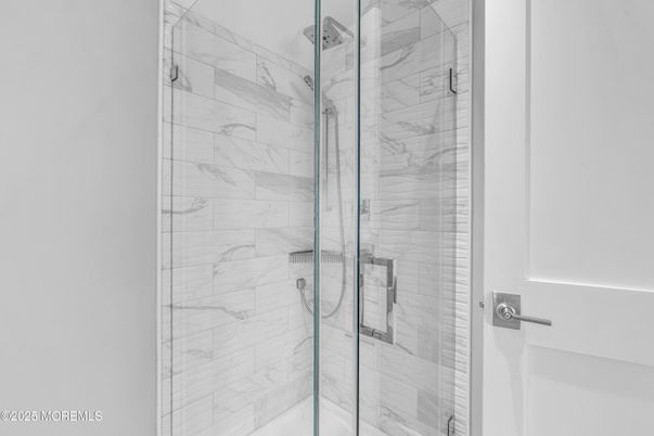 Bathroom, Glass Shower, Interior, Marble Walls