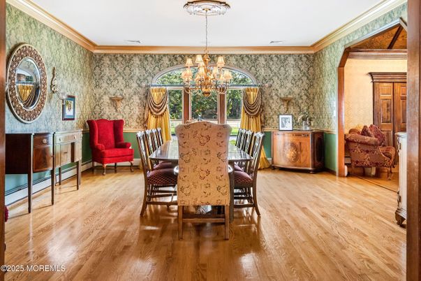 Chandelier, Dining room, Interior, Wood Texture Flooring