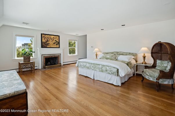 Bedroom, Fireplace, Interior, Wood Texture Flooring
