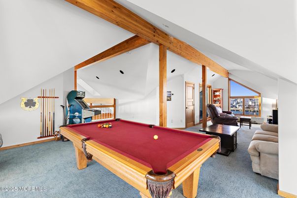 Billiard Table, Game Room, Interior, Wooden Beams