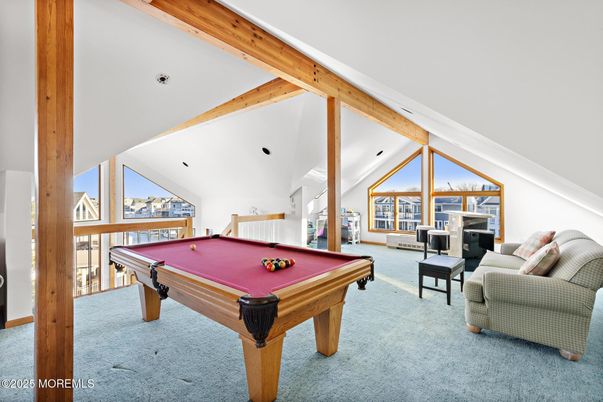 Billiard Table, Game Room, Interior, Wooden Beams