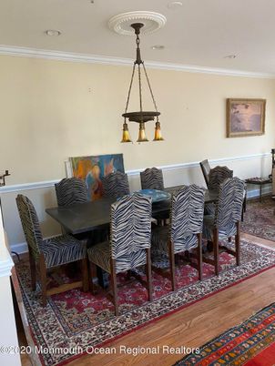Dining room, Interior, Pendant Lights, Recessed Lighting, Wood Texture Flooring