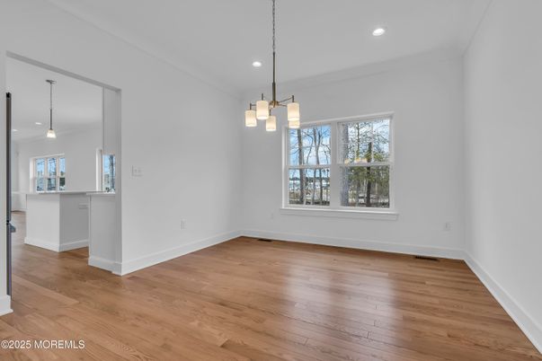 Empty room, Interior, Pendant Lights, Recessed Lighting, Wood Texture Flooring