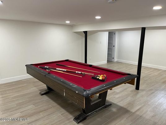 Billiard Table, Game Room, Interior, Recessed Lighting, Wood Texture Flooring