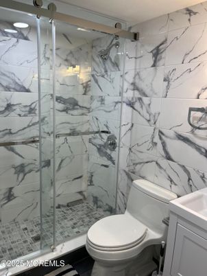 Bathroom, Glass Shower, Interior, Marble Walls