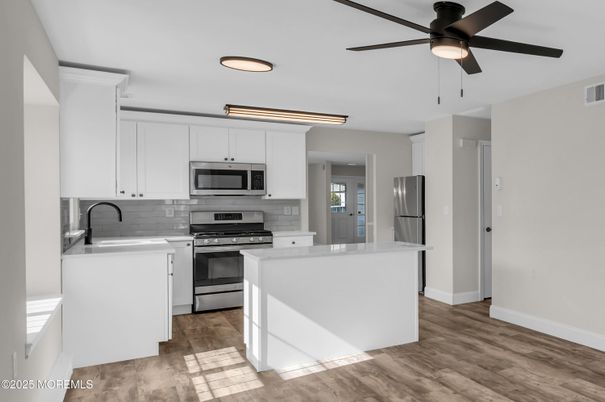 Interior, Kitchen, Stainless Steel Appliances, Wood Texture Flooring