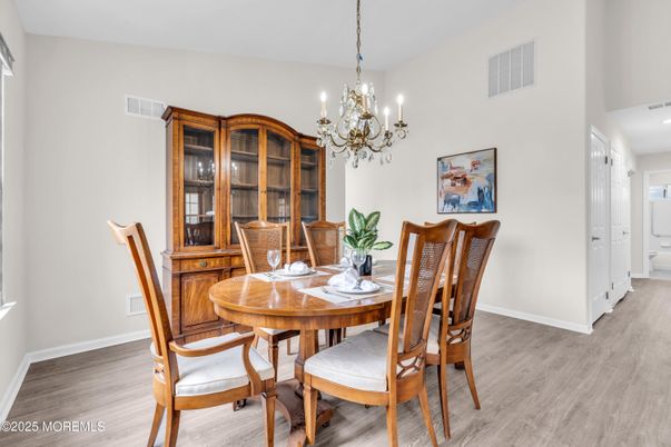 Chandelier, Dining room, Interior, Wood Texture Flooring
