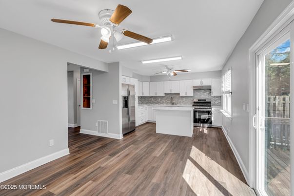 Interior, Kitchen, Stainless Steel Appliances, Wood Texture Flooring