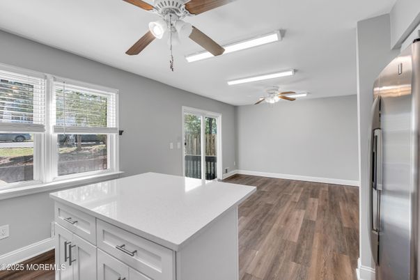 Interior, Kitchen, Stainless Steel Appliances, Wood Texture Flooring