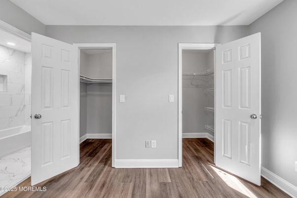 Interior, Marble Walls, Recessed Lighting, Wood Texture Flooring