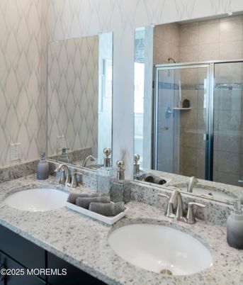 Bathroom, Dual Sink Vanities, Glass Shower, Interior