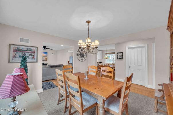 Chandelier, Dining room, Interior, Recessed Lighting, Wood Texture Flooring