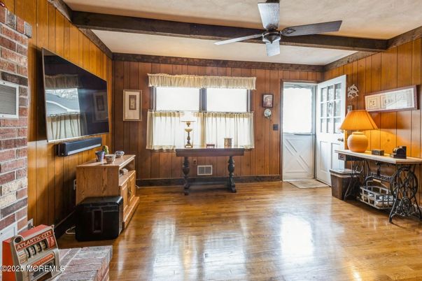 Interior, Stone Walls, Wooden Beams, Wood Texture Flooring, Wooden Walls
