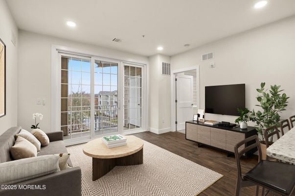 Interior, Living room, Recessed Lighting, Wood Texture Flooring