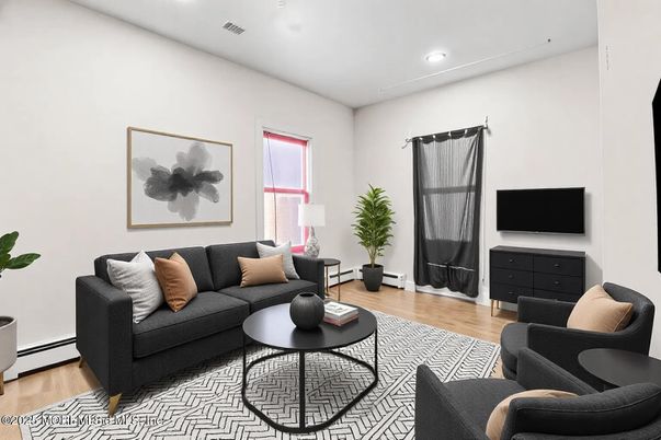 Interior, Living room, Recessed Lighting, Wood Texture Flooring