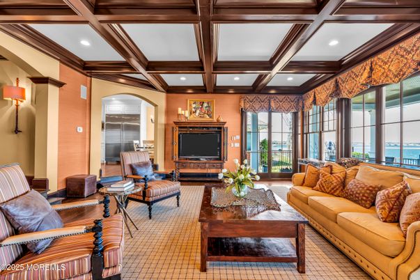 Interior, Living room, Recessed Lighting, Wooden Beams