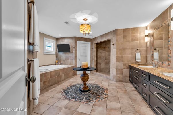 Bathroom, Chandelier, Interior, Recessed Lighting
