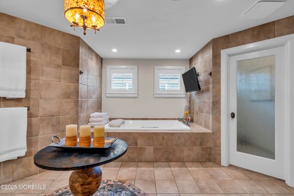 Bathroom, Chandelier, Interior, Recessed Lighting