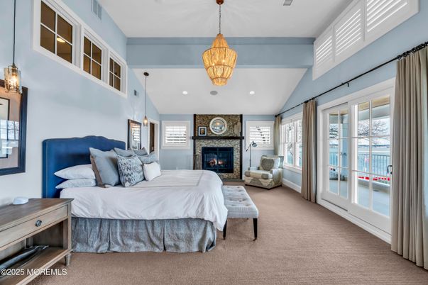 Bedroom, Fireplace, Interior, Pendant Lights, Recessed Lighting
