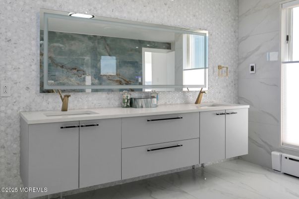 Bathroom, Dual Sink Vanities, Interior, Marble, Marble Walls