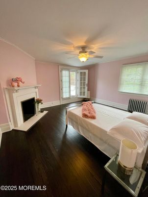 Bedroom, Fireplace, Interior, Wood Texture Flooring