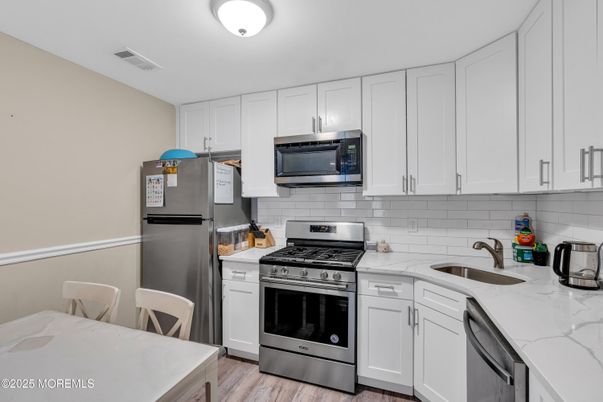 Interior, Kitchen, Stainless Steel Appliances, Wood Texture Flooring