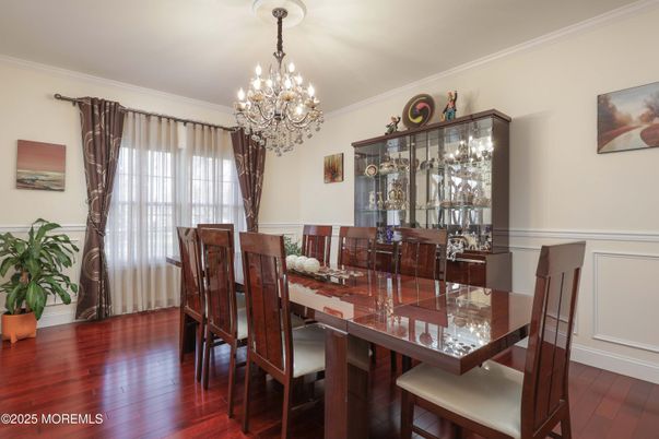 Chandelier, Dining room, Interior, Wood Texture Flooring