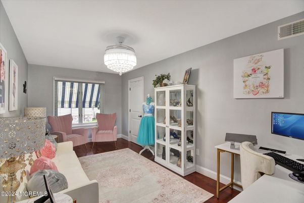 Chandelier, Home Office, Interior, Wood Texture Flooring