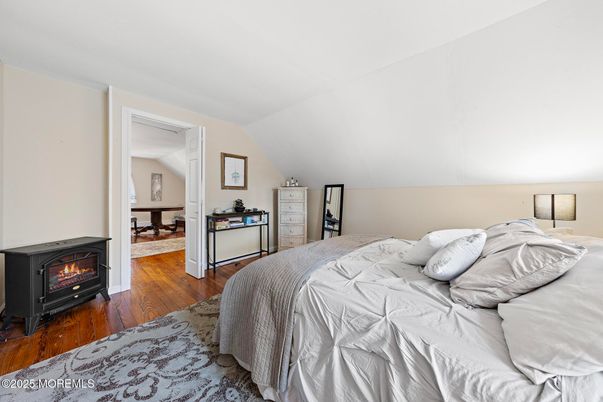 Bedroom, Fireplace, Interior, Wood Texture Flooring