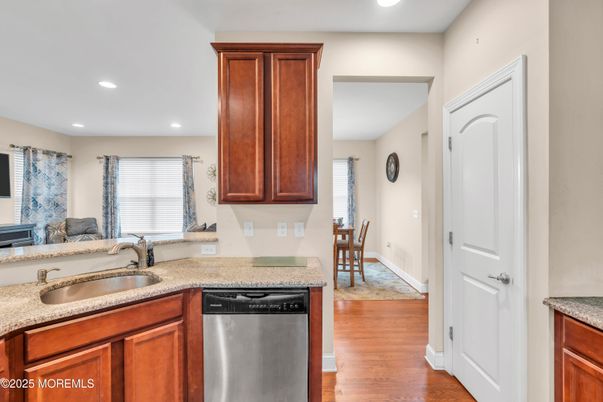 Dining room, Interior, Kitchen, Recessed Lighting, Wood Texture Flooring