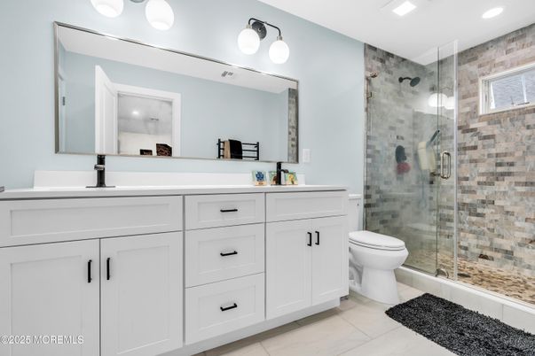 Bathroom, Dual Sink Vanities, Glass Shower, Interior, Recessed Lighting