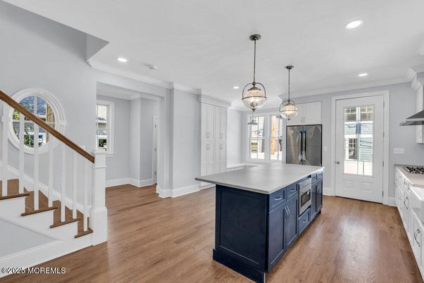 Interior, Kitchen, Pendant Lights, Recessed Lighting, Wood Texture Flooring